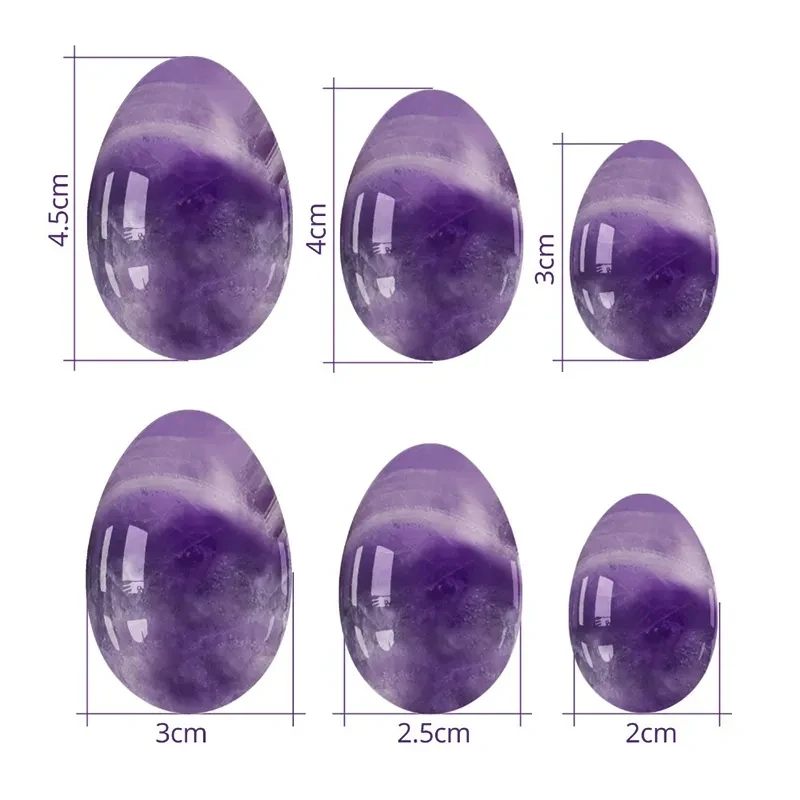 Natural Amethyst Drilled Yoni Egg Set Kegel Exerciser Massage Women Vaginal Muscle Tightening Healty Tools For Wife