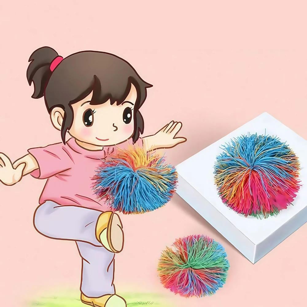 Affe Strähnige Bälle Weiche Regenbogen Pom Bouncy Squeeze Fidget Spielzeug für Kinder Erwachsene mit ADHS Autismus Party Gefälligkeiten Geburtstagsgeschenke