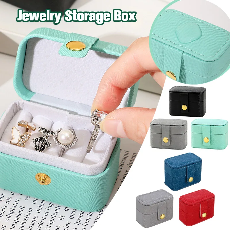 Mini Portable PU Leather Jewelry Storage Bag Travel Simple Ring Necklace Earrings Storage Box Organizer Display Gift Box