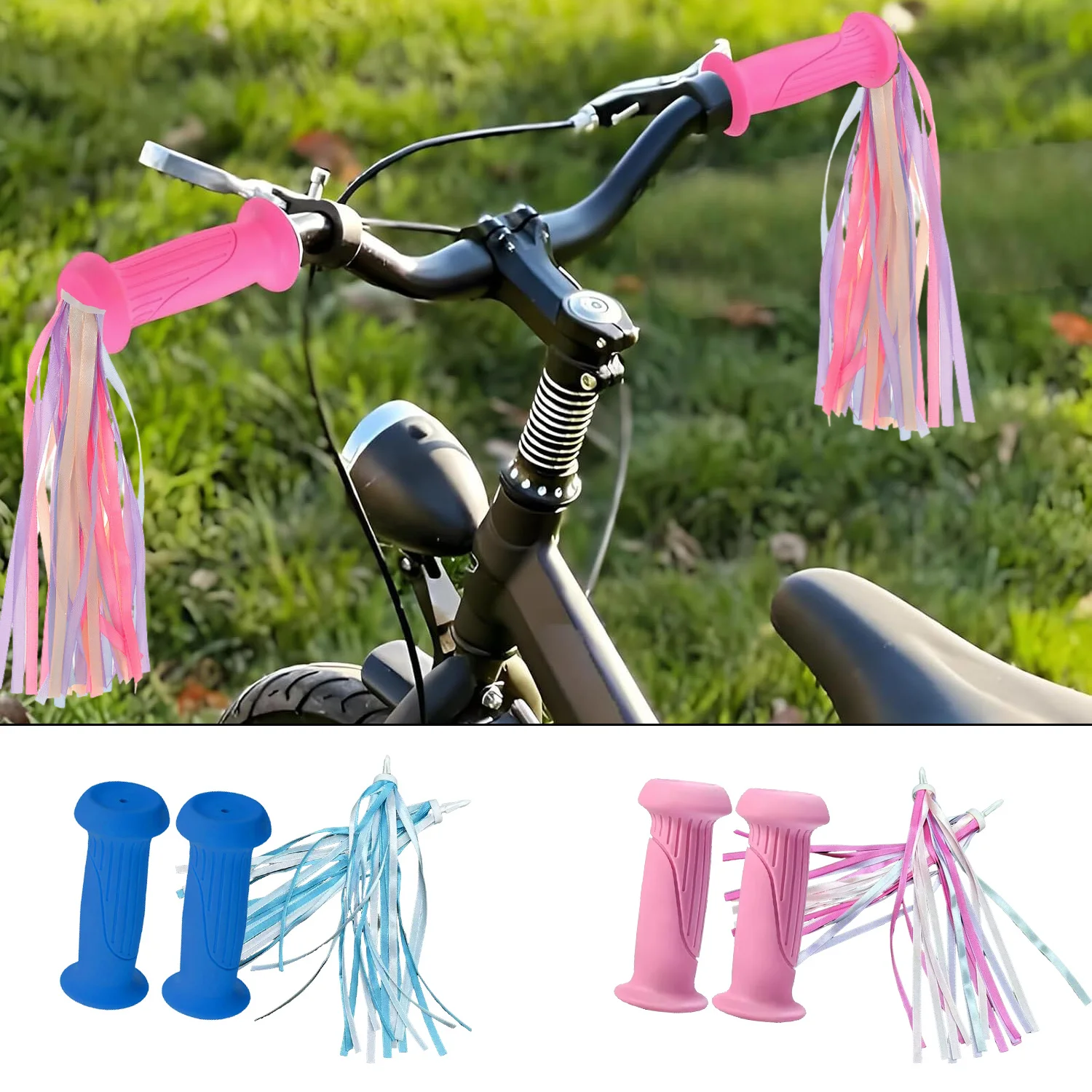 AliExpress NONE 1pair Children Bicycle Handlebar Grips kid's Bicycle Balance Bike Scooter Grips Girl Boy Colorfull Ribbon Decoration Streamers