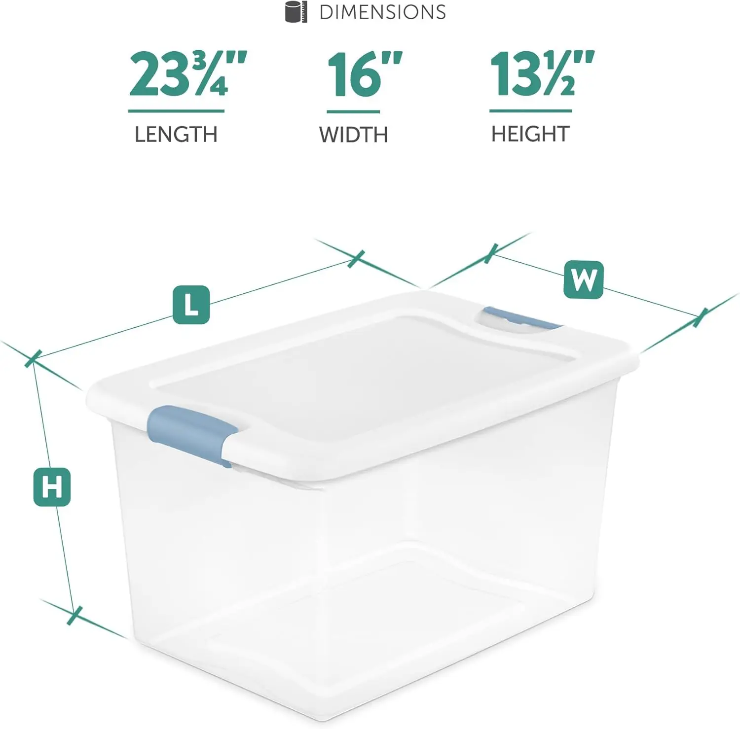 Sterilite 24-14978006 Lidded Bin 64 Quart 24 Pack Clear Home Storage Box Organization Stackable Lockable Shatterproof