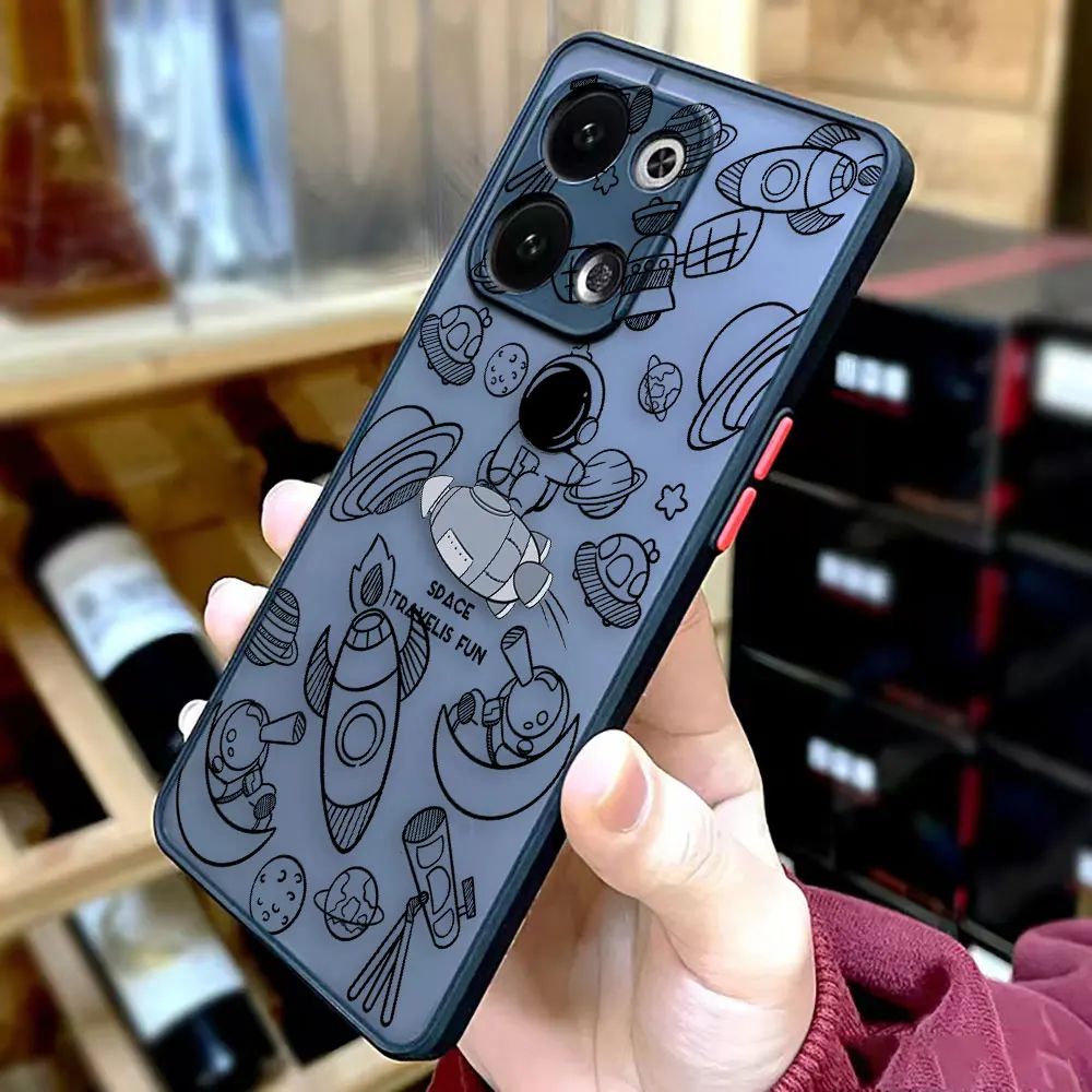 Funda de teléfono mate para OPPO RENO 8 8T 7Z 7 6Z 6 5 4 3 PRO PLUS 4G 5G Edge Funda dura con dibujos animados de astronauta espacial