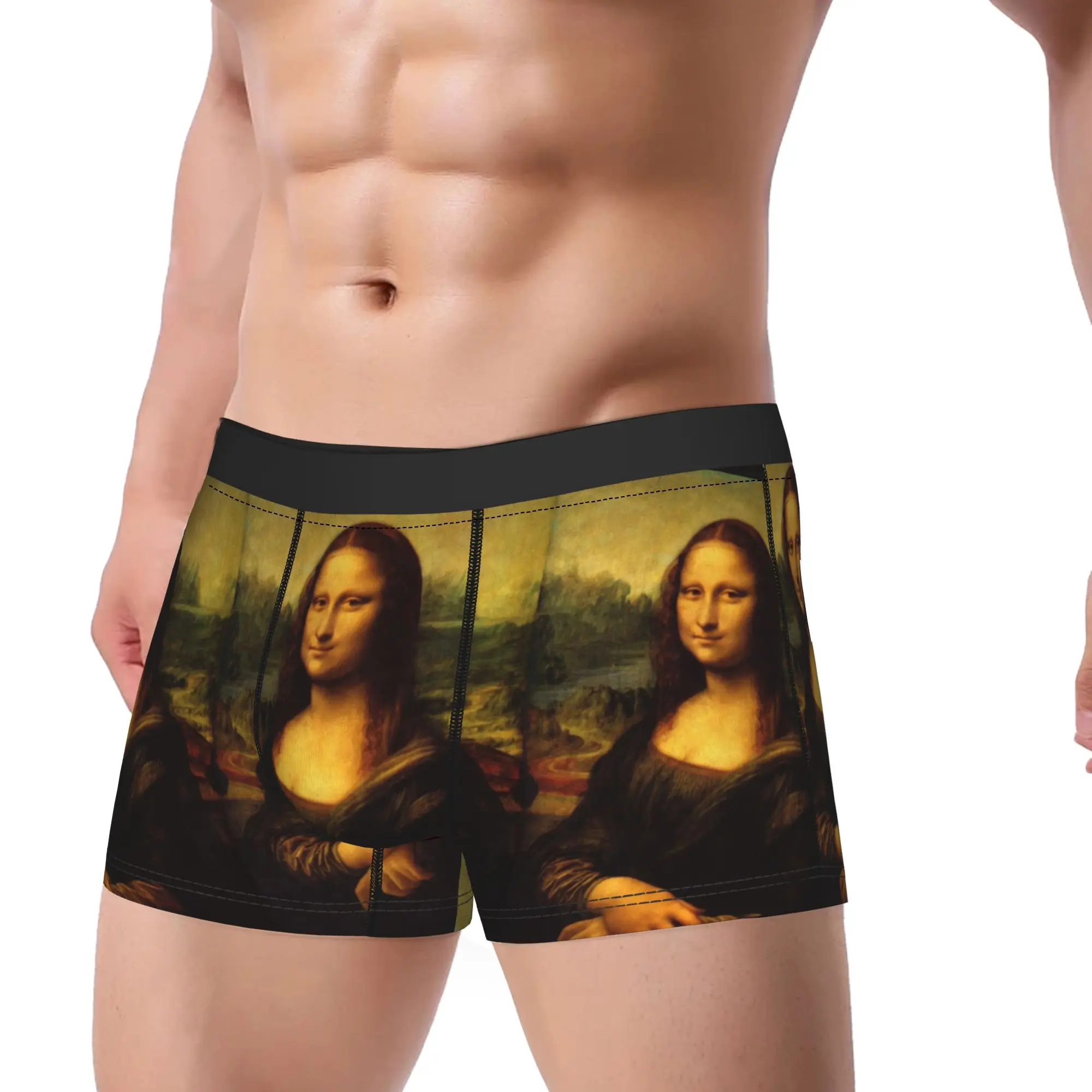 Classic Mona Lisa Art Print Boxer Brief  Underwear Hot Sale Males Comfortable Boxer Shorts Pattern Oversize Underpants