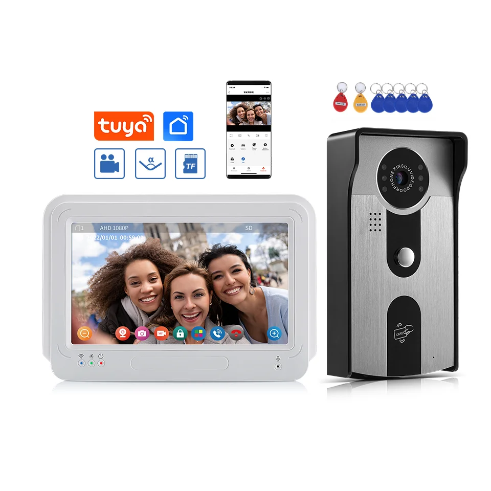 

SmartYIBA AHD Video Doorbell Tuya APP&RFID Unlock 1080P HD Video Intercom Motion Detetion Video Door Phone System