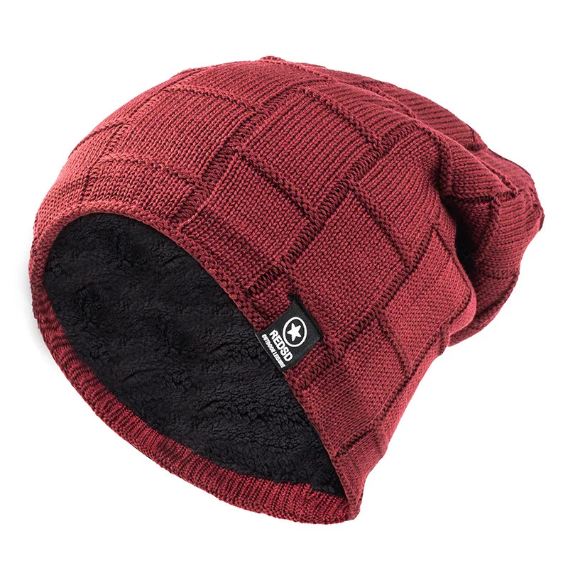 Männer Winter Dicke Warme Fleece Gefüttert Beanie Frauen Modische Geometrische Gestrickte Hüte Papa Slouchy Stil Schädel Kappen