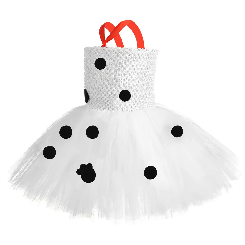 Dalmatian Dog Costumes for Girls Animal Halloween Cosplay Dresses for Kids Spotted Puppy Tutus Children Birthday Party Outfits