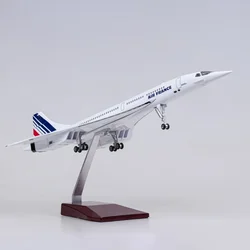 50CM 1/125 Scale Plane Concorde Air France Airline Model Airplane Toy Resin Aircraft with Landing Gears Lights Decoration Crafts