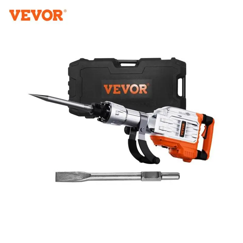 VEVOR Marteau de Démolition 3500 W Marteau-Piqueur 60 J 1900 BPM Marteau Perforateur avec 2 Burins