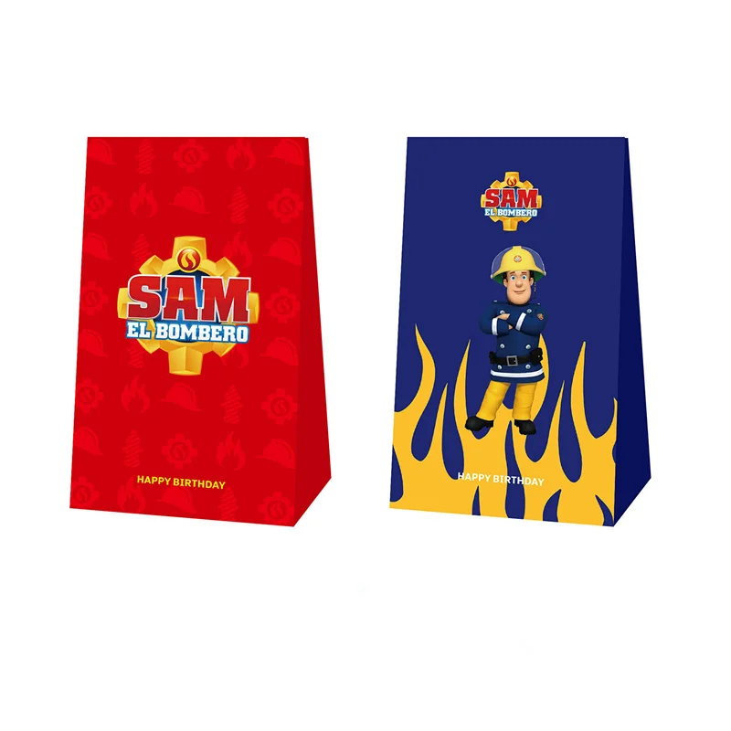 12pcs Fireman Sam Candy Bags Popcorn Bag Gift Bag Birthday Party Candy Packing Bags Fireman Fire Theme Party Supplies view 5