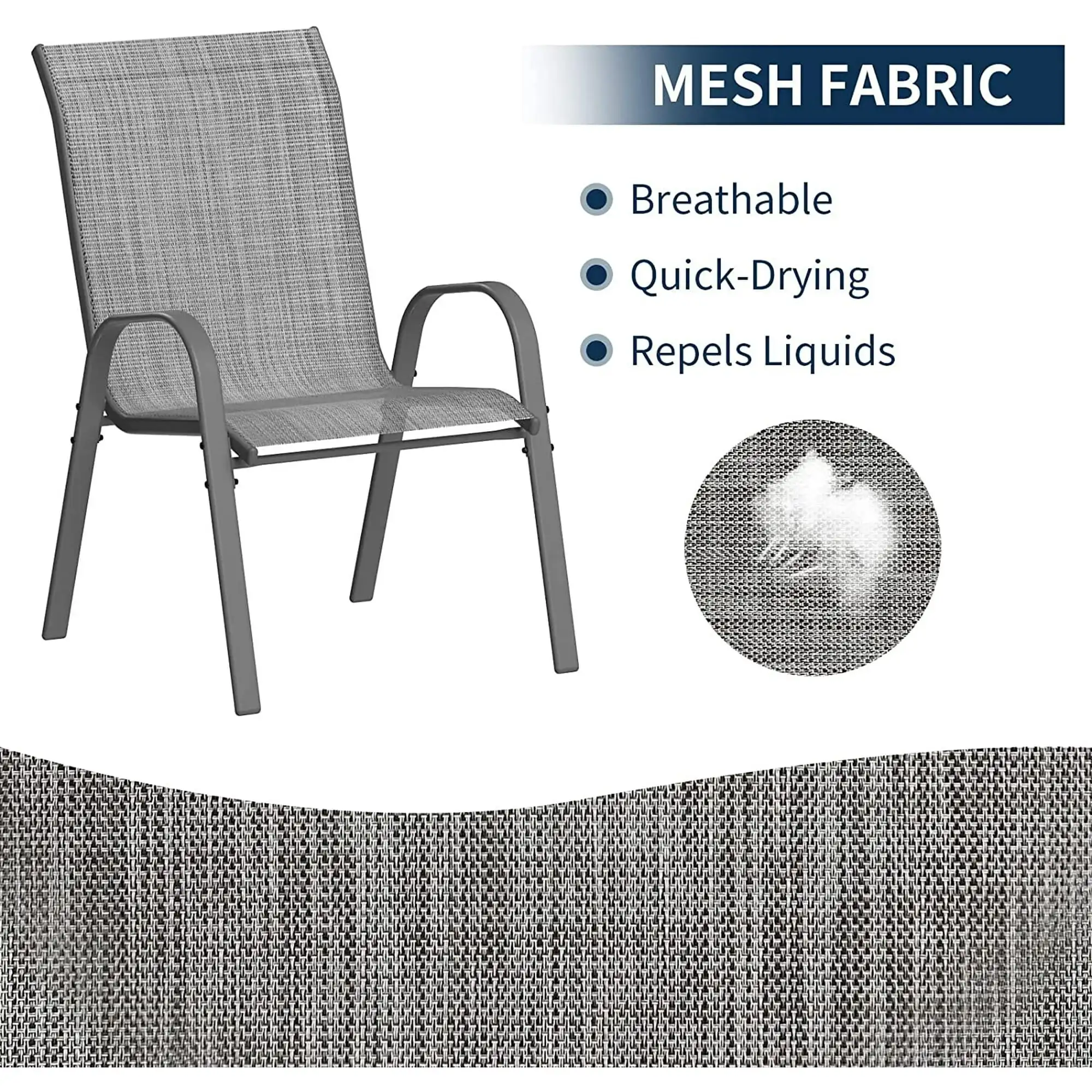 Stackable Chairs-6PCS Outdoor Dining Chair, Patio DiningChair, Stacking Chair - Set of 6 Stack Garden Chairs, High Back