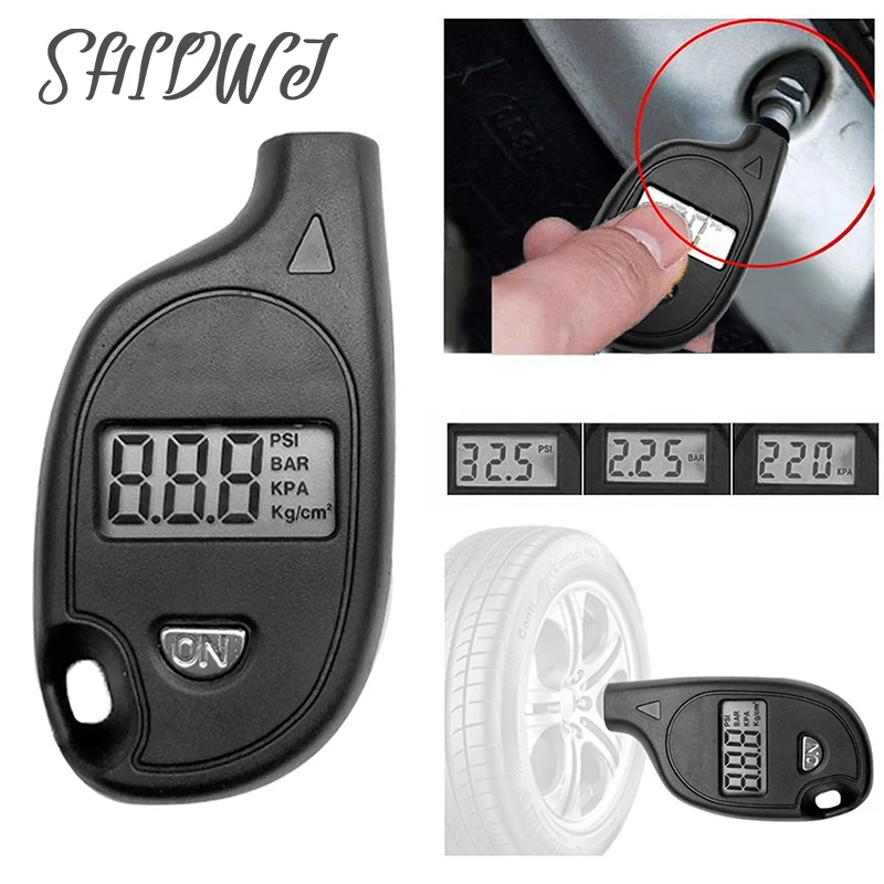 

1PC Tire Gauge Digital Lcd Display Car Tire Air Pressure Tester Meter Auto Car Motorcycle Tire Safety Alarm Mini Keychain Style