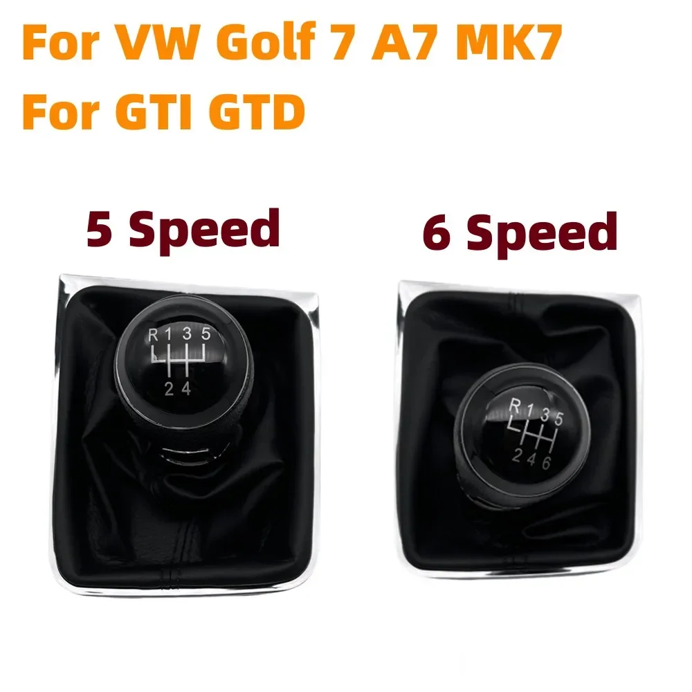 

5 /6 Speed Car Gear Stick Level Shift Knob With Leather Boot For VW Golf 7 A7 MK7 For GTI GTD 2013-2018 Car Accessories
