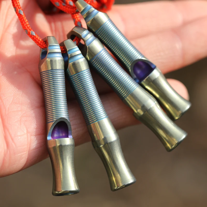 Titanium Emergency Whistles Portable Necklace Whistle with Loud Sound up to 120~130 decibels for Survival Camping Outdoor