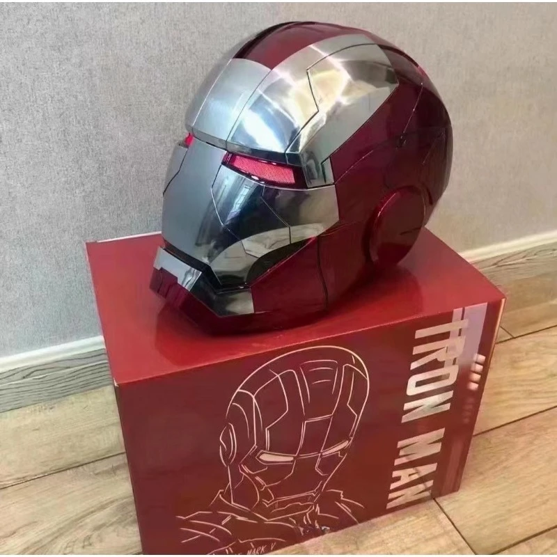 Iron Man MK5 Casco telecomandato e con controllo vocale Gioco di ruolo Iron Man Luce a LED Casco automatico Maschera Accessori Cosplay Puntelli per feste