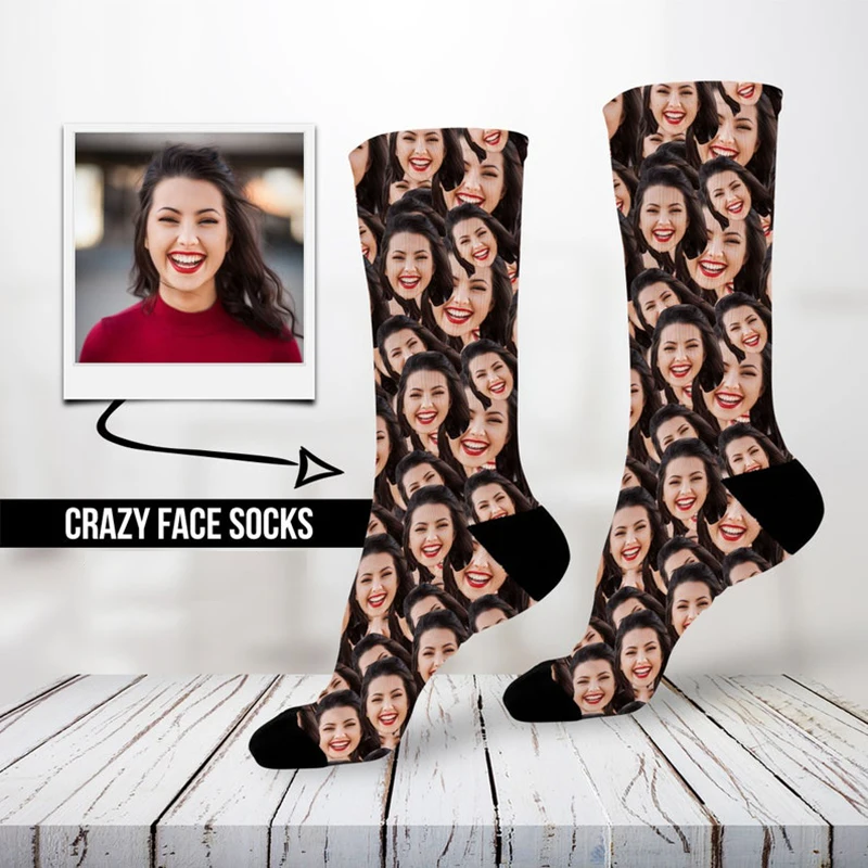 Chaussettes personnalisées avec visage et Photo d\'animaux de compagnie, cadeau pour femme et mari