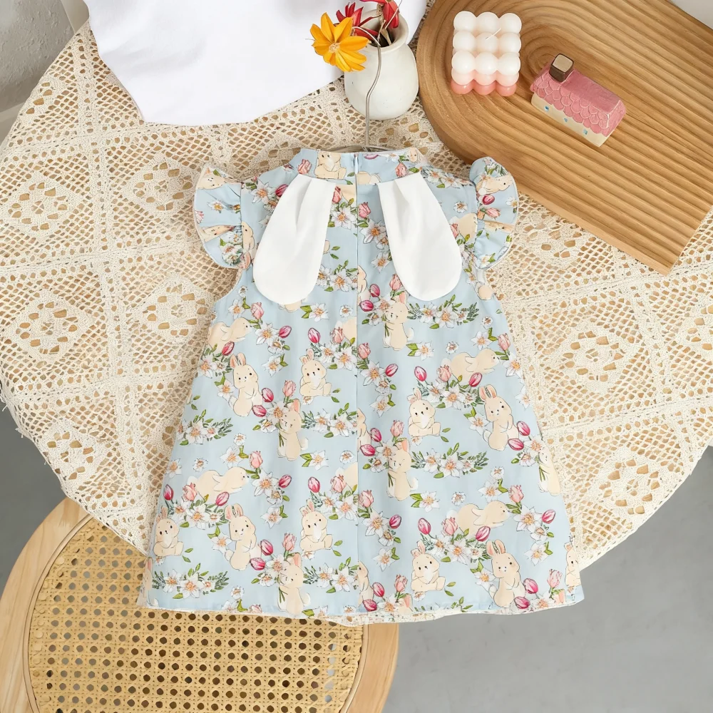 

Baby Girl Dresses Summer All-Over Print Cartoon Cotton Girl Dress Adorable Chinese-Style Cheongsam Baby Dress