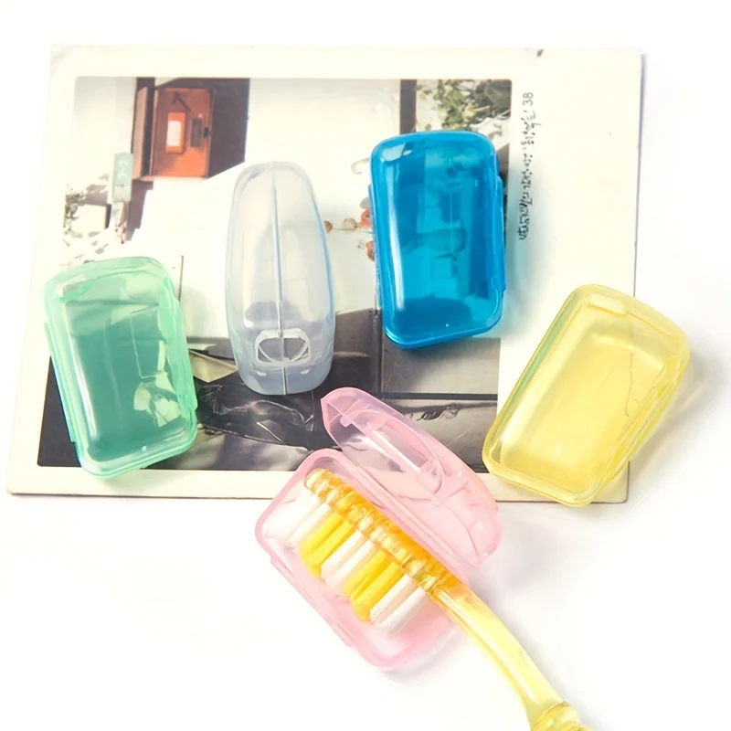 6/10pcs toothbrush head protective covers, portable travel toothbrush case, random color toothbrush storage box