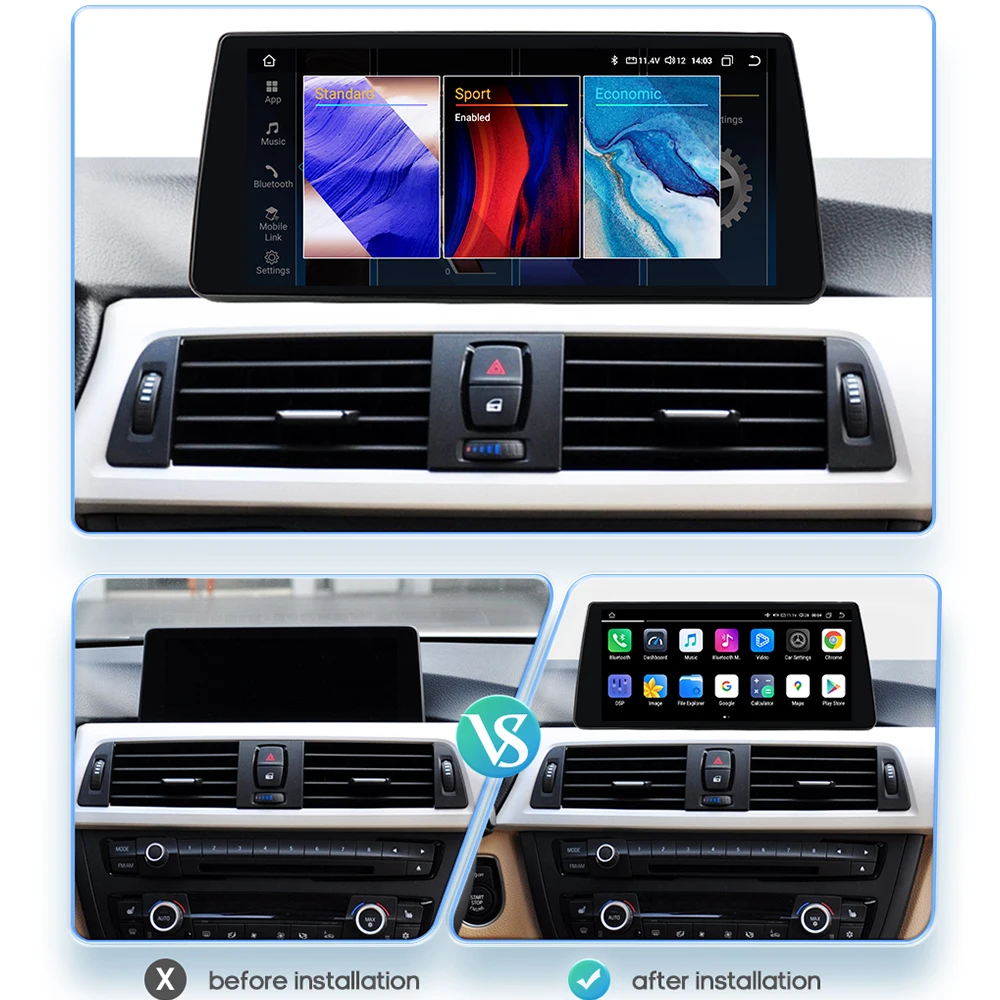 10.25'' Wireless Apple Carplay Multimedia Display QLED Screen Android Auto For BMW 3/4 Series F30 F31 NBT Navigation GPS DSP SWC