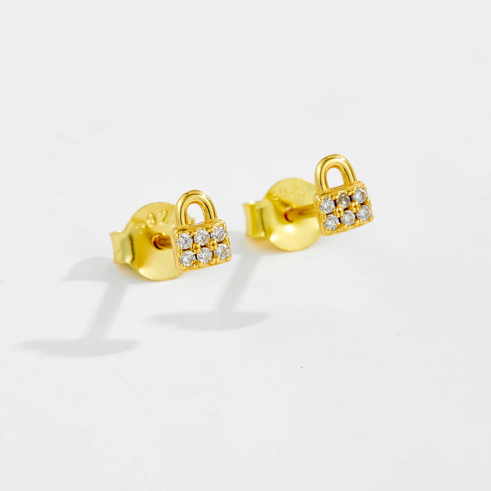 VEWANT 925 Sterling Silver Lock Key CZ Zircon Stud Earring 2025 Tiny Women Dainty Birthday Gift Jewelry