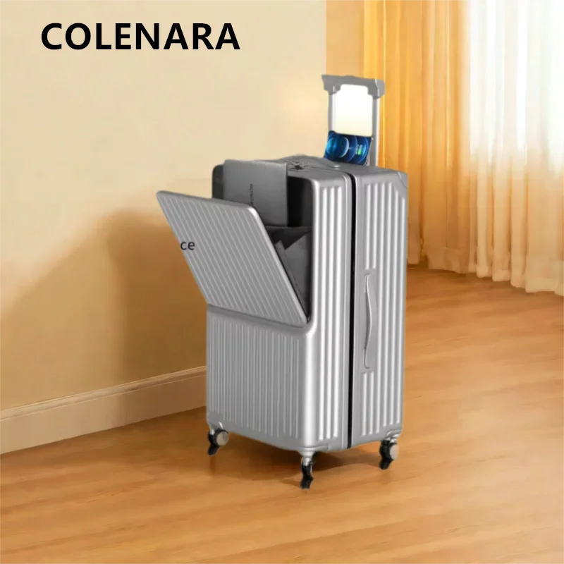 COLENARA حقيبة كمبيوتر محمول فتحة أمامية PC سعة كبيرة حقيبة تروللي بعجلات USB شحن صندوق كلمة المرور 24 "26" 28 "30 بوصة الأمتعة #1