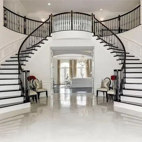 درابزين سلالم خارجي كلاسيكي من الحديد المطاوع لخطوات الحديقة الأنيقة ومدخل الفيلا #4