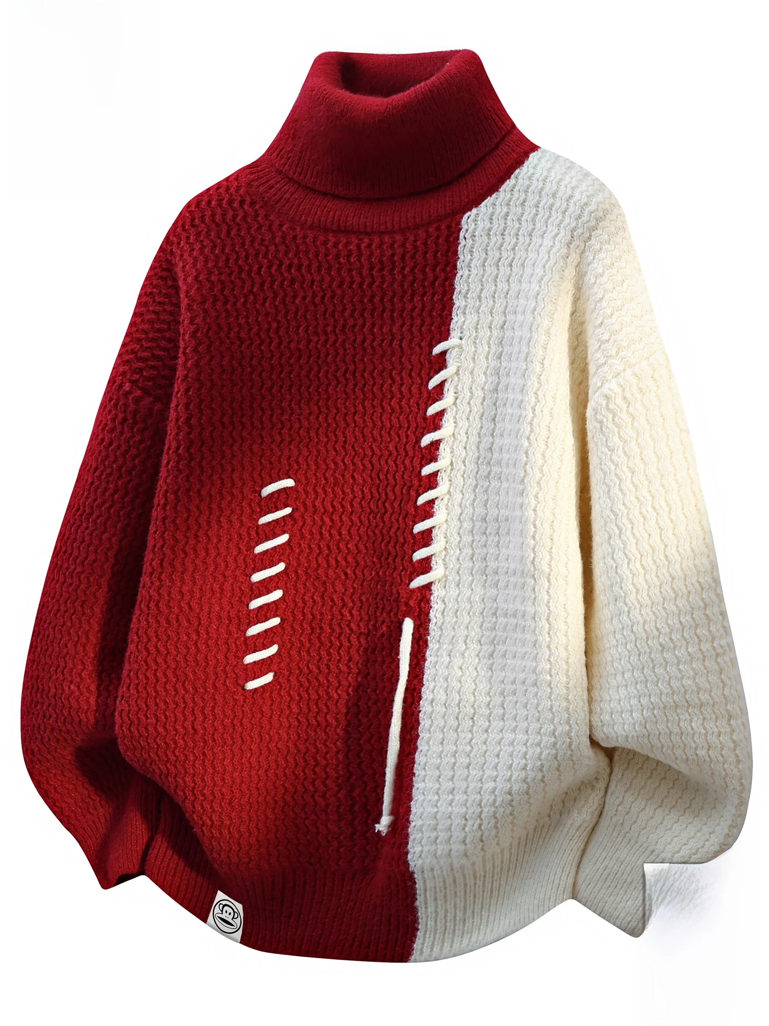 

Мужской свитер Paul Frank в американском ретро-стиле с пэчворком, теплый, свободный, новый, осенний, удобный, модный