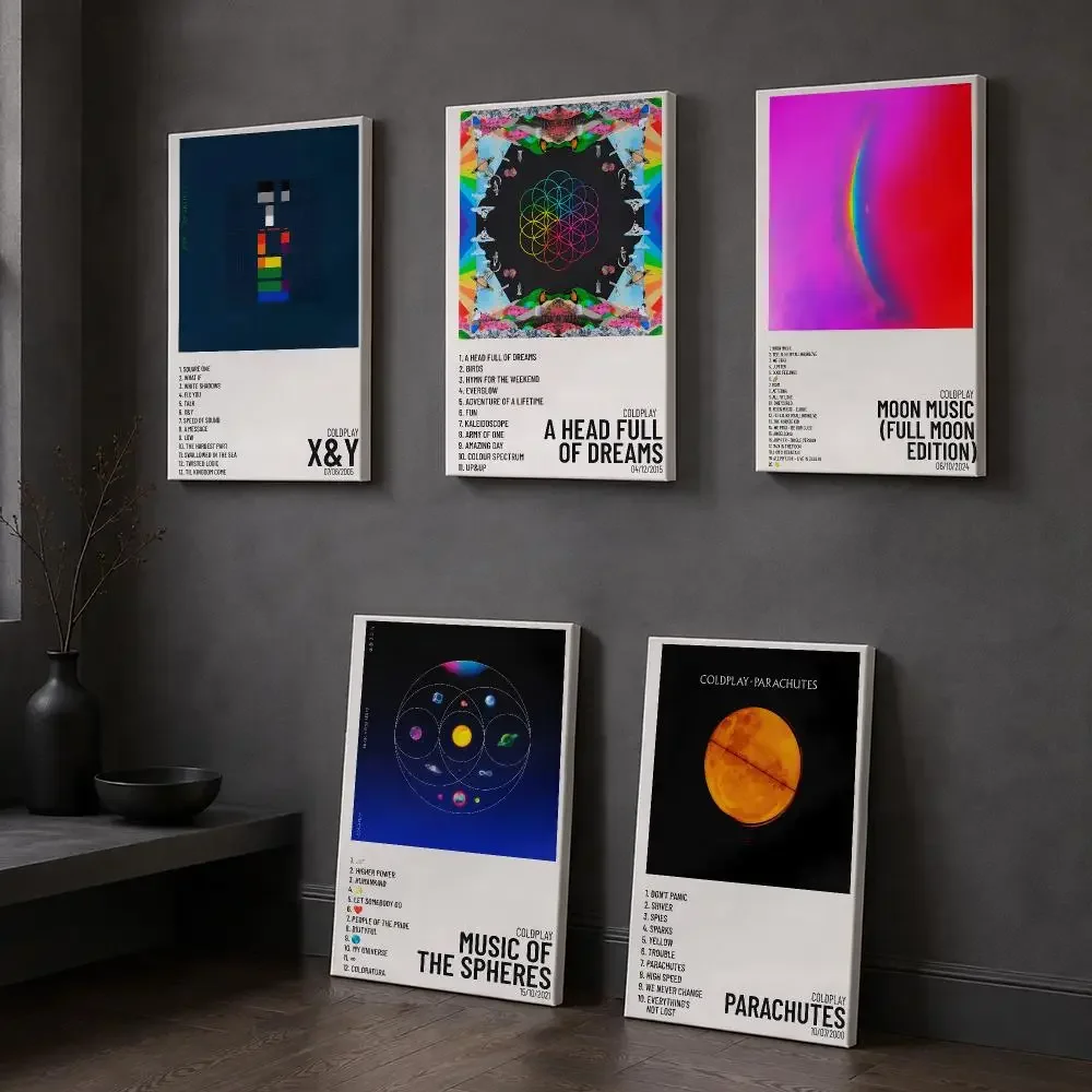 Band C-Coldplay Album Cover Framed Wall Painting Wooden Framed Canvas Poster Wall Art HD Waterproof Print Home Decor