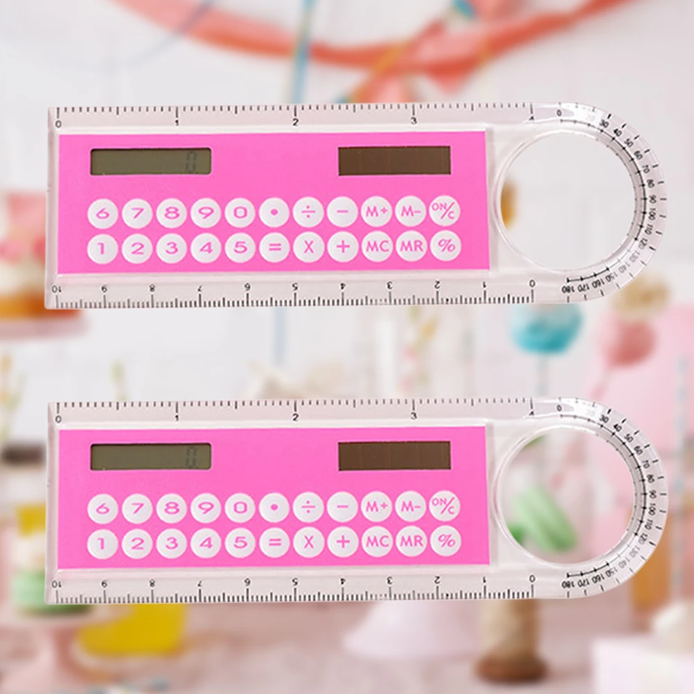 

2Pcs 10cm Ruler Calculator Kids School Office Stationery Gifts Portable Multifunctional Compact