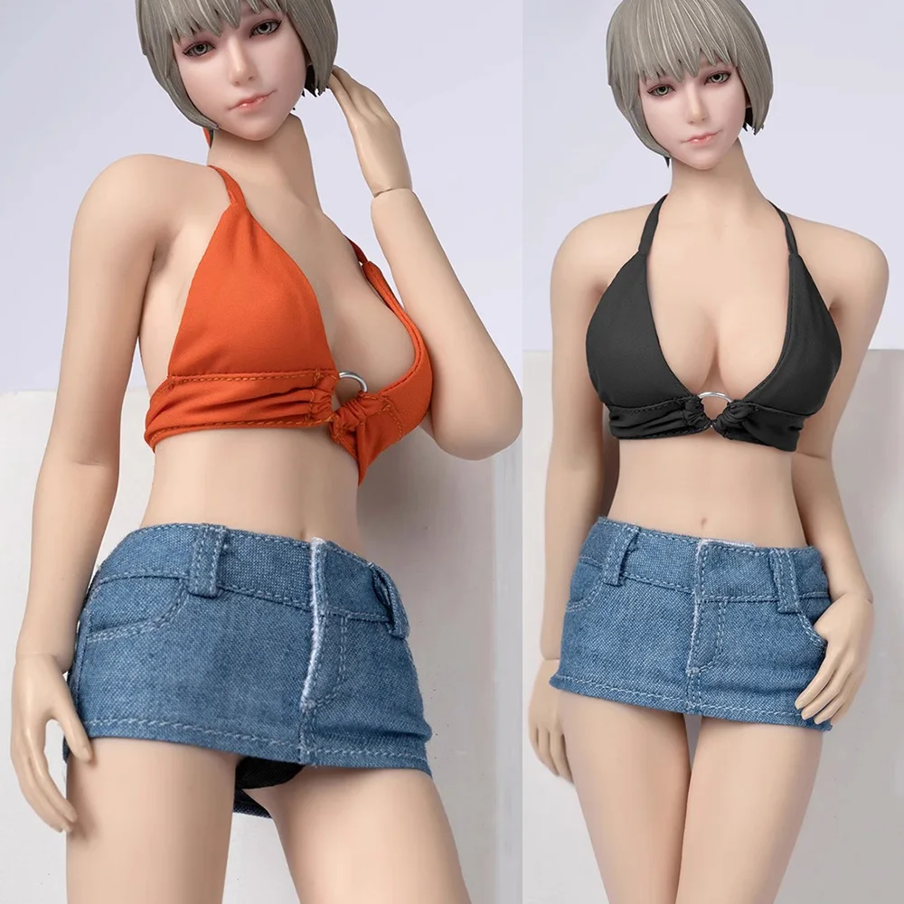 In Stock 1/6 Scale Female Halter Camisole Short Skirt Panties Set Soldier Summer Hot Clothes Model Fit 12-in Action Figure Body