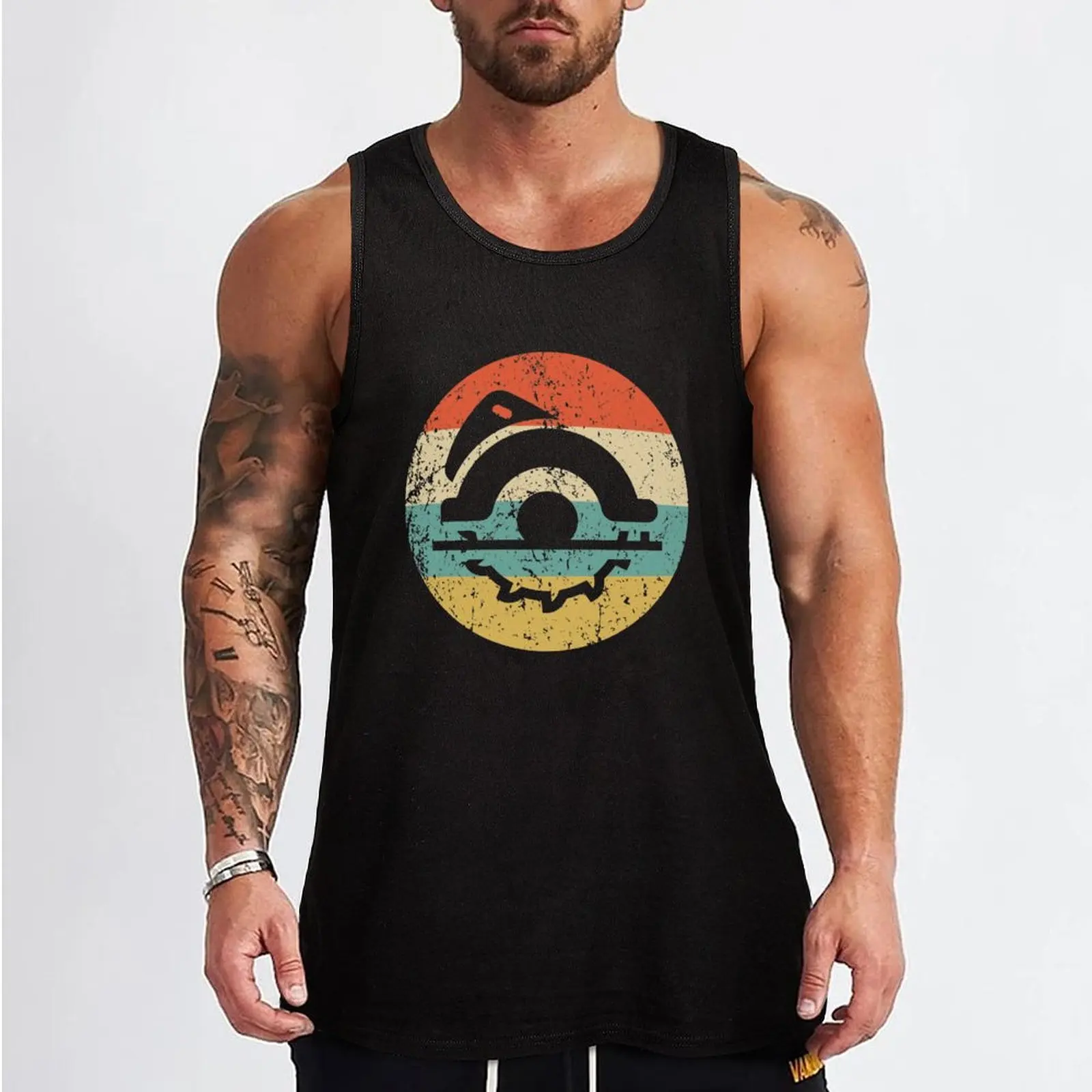 Carpenter Vintage Retro Circular Saw Tank Top gym clothes men mens gym for man man fitness