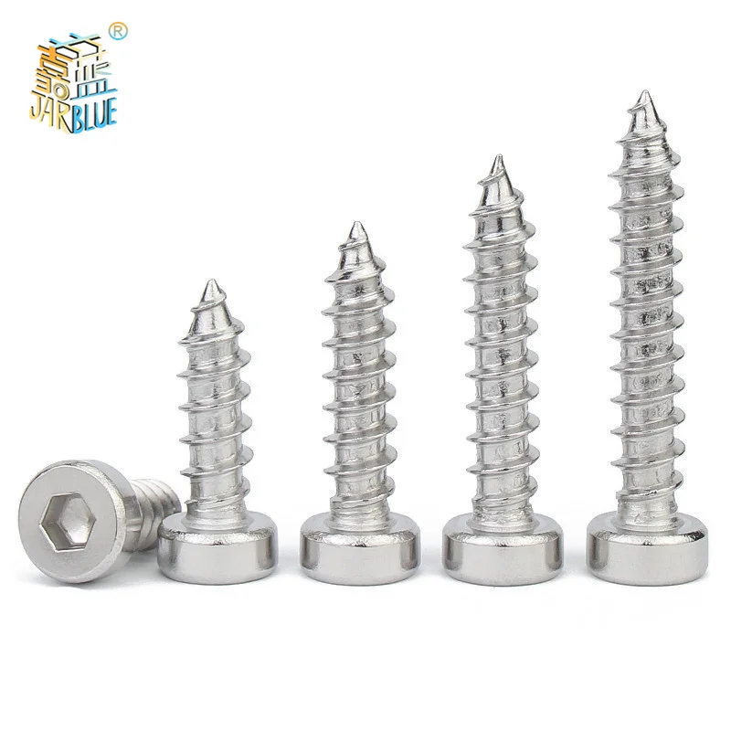 10pcs/lot M2 M2.5 M3 M3.5 M4 M5 M6 Hexagon Hex Socket Cap Head Self Tapping Screw 304 Stainless Steel Allen Head for Speaker