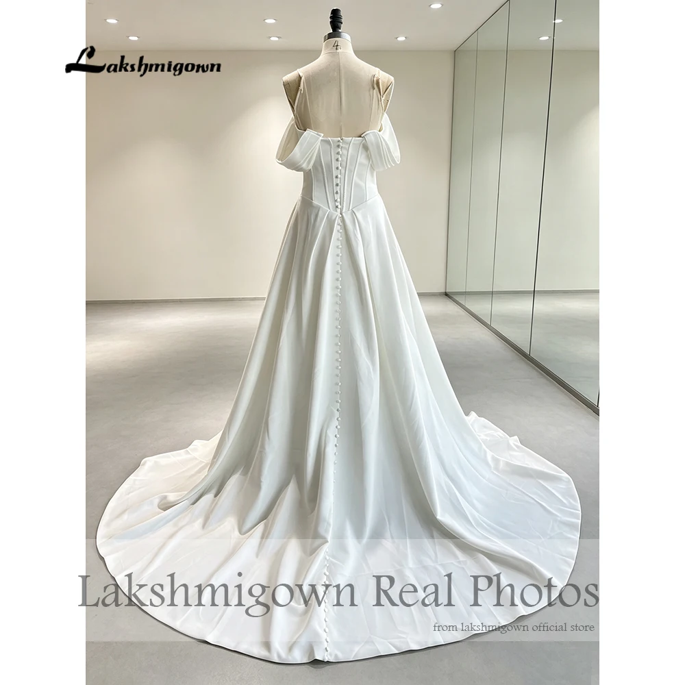 Lakshmigown Schulterfreies Crepe-Satin-Hochzeitskleid 2027 Echte Fotos A-Linie Brautkleider für formelle Partys Maßanfertigung – Detail 5