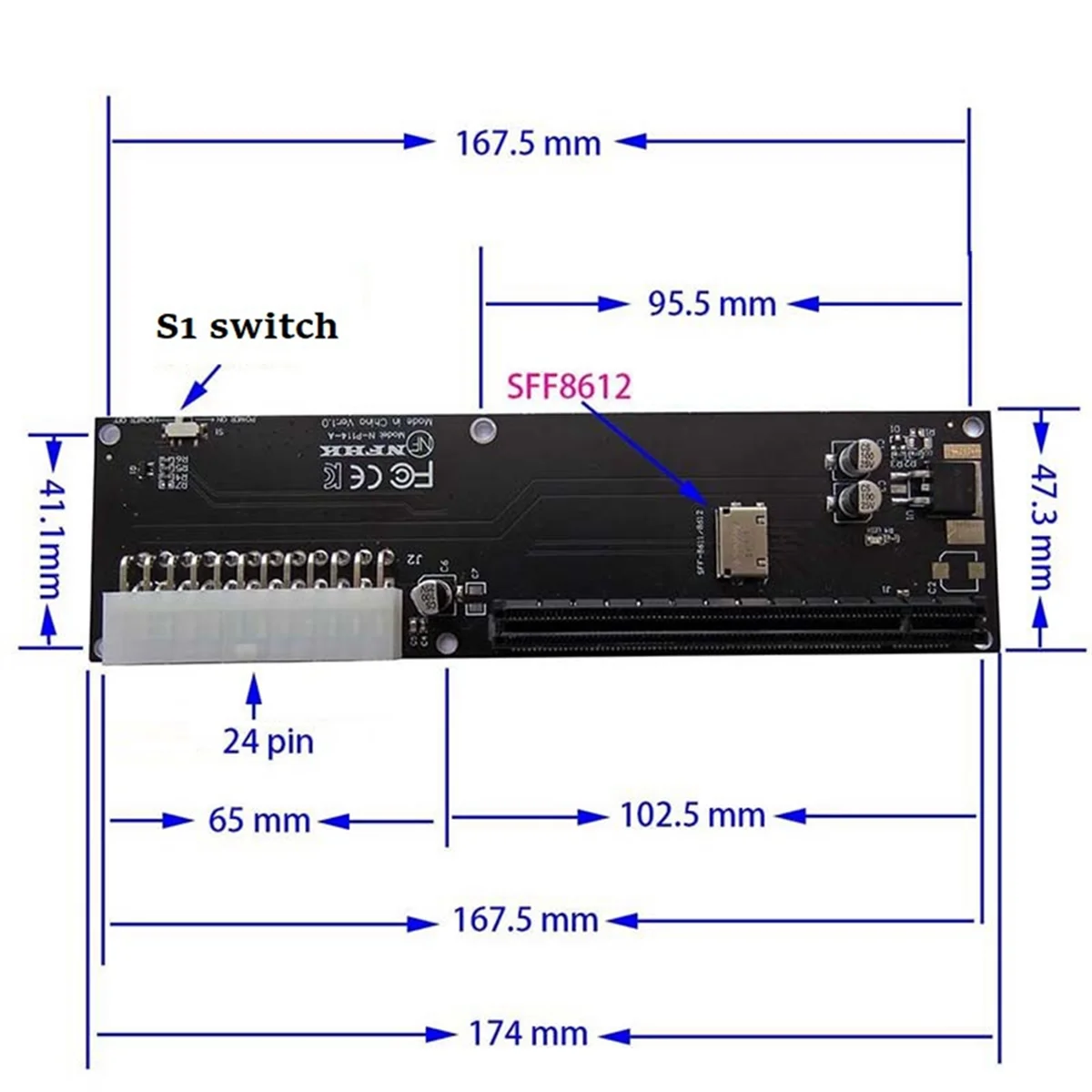 For Oculink SFF-8612 SFF-8611 Adapter Card PCI-E 16X 2230 M.2 M-Key Adapter for GPD WIN Max2 External Graphics CardN22R_N22R