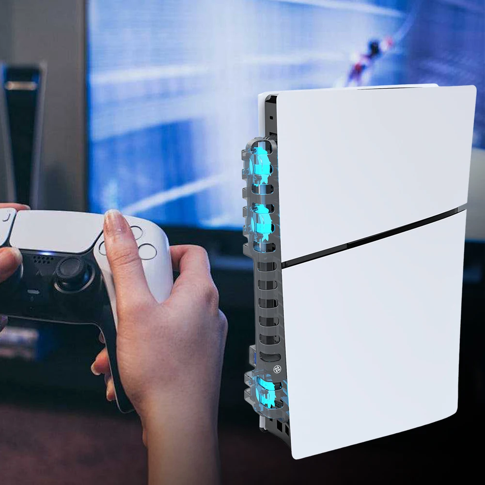 ل PS 5 Pro/PS 5 مروحة تبريد رفيعة مروحة تبريد هادئة مع 3 مراوح USB 3.0 مشعاع عمودي مع ضوء LED نظام تبريد فعال
