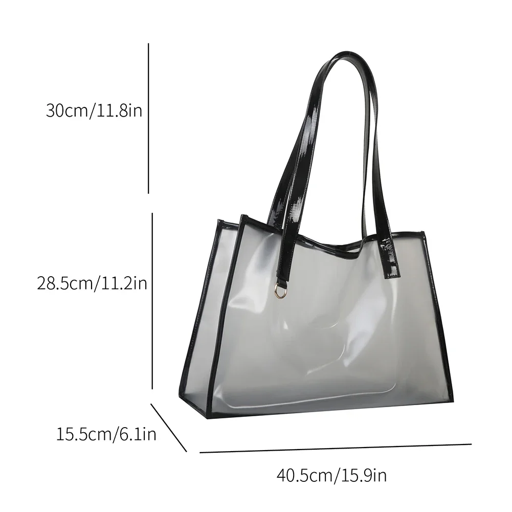 PVC Transparent Waterproof Travel Storage Bag for Women Handbags Large Tote Bag Casual Shoulder Bags Summer Beach Shopping Bag