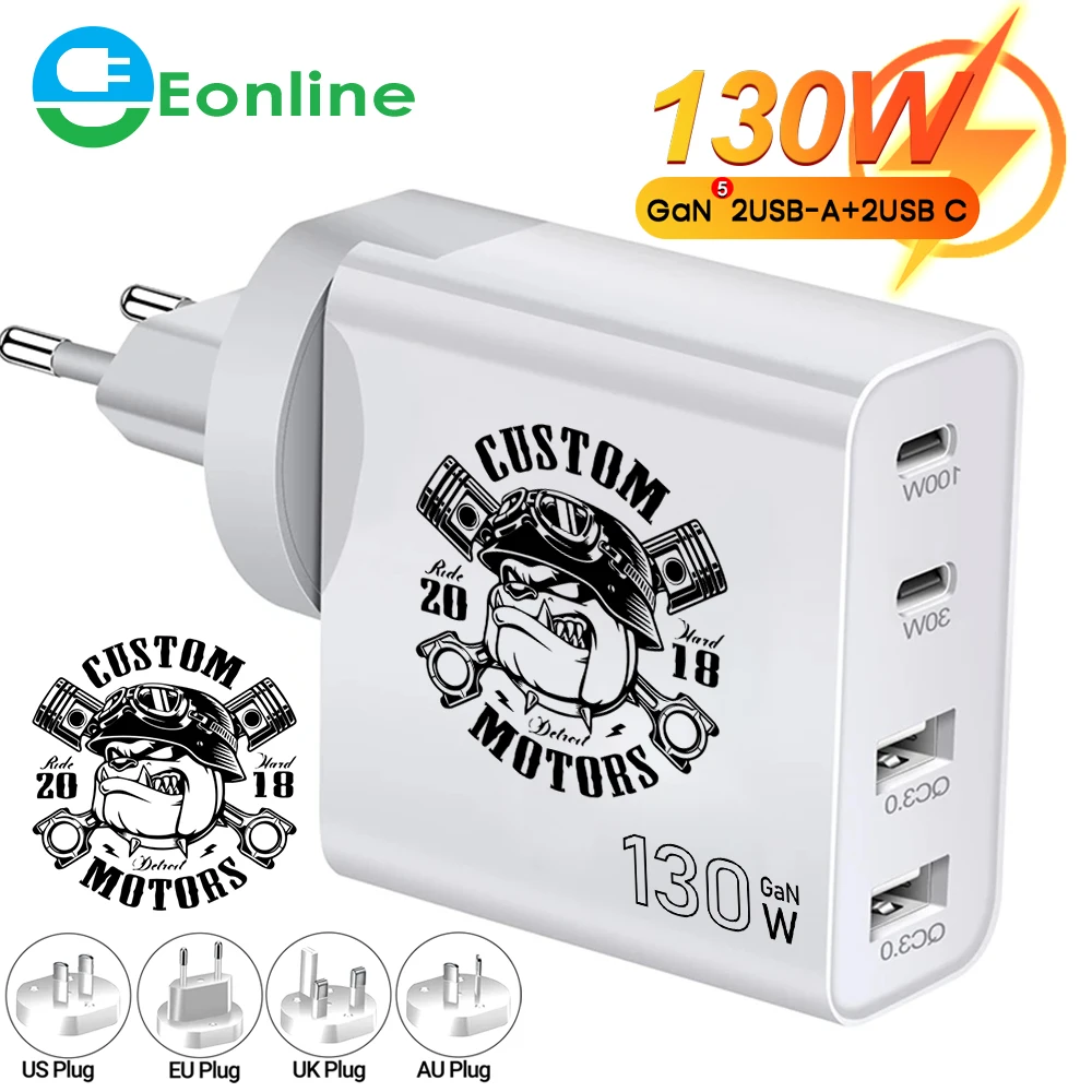 

EONLINE 3D 130W Super Fast VOOC 100W+30W Dual PD QC3.0 Wall Charger EU US UK AU Plugs For iPhone 12 13 14 Pro Max Samsung Tablet