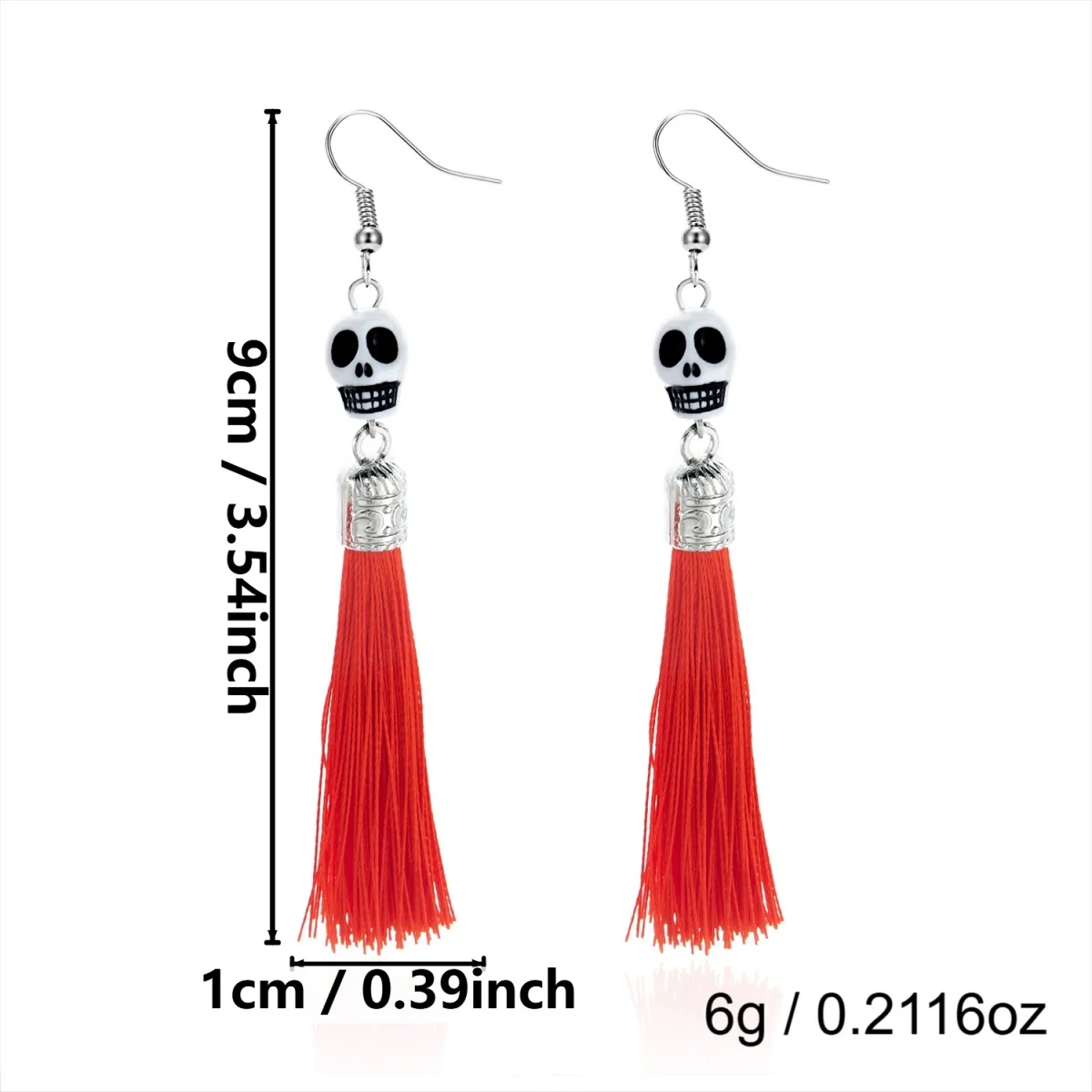 Schwarz-weiße Ohrringe mit grinsendem Totenkopf und Quasten für Damen, Gothic-Punk, dunkler Stil, Skelett-Karnevals-Ohrringe, Halloween-Schmuck – Detail 33