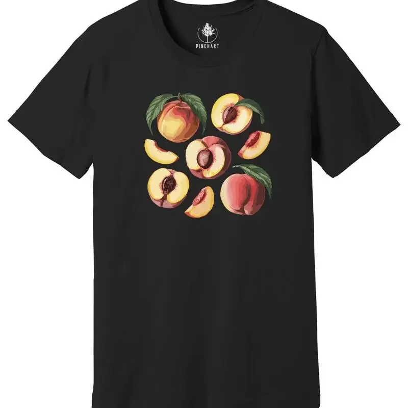 Peach T Shirt Vintage Watercolor Tropical FruiT