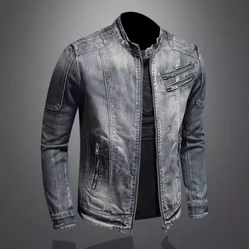 Men Denim Jackets Coats Zipper Coat Slim Fit Casual Solid Turn Down Collar Full Sleeve Regular Jacket Autumn Winter 2024 2