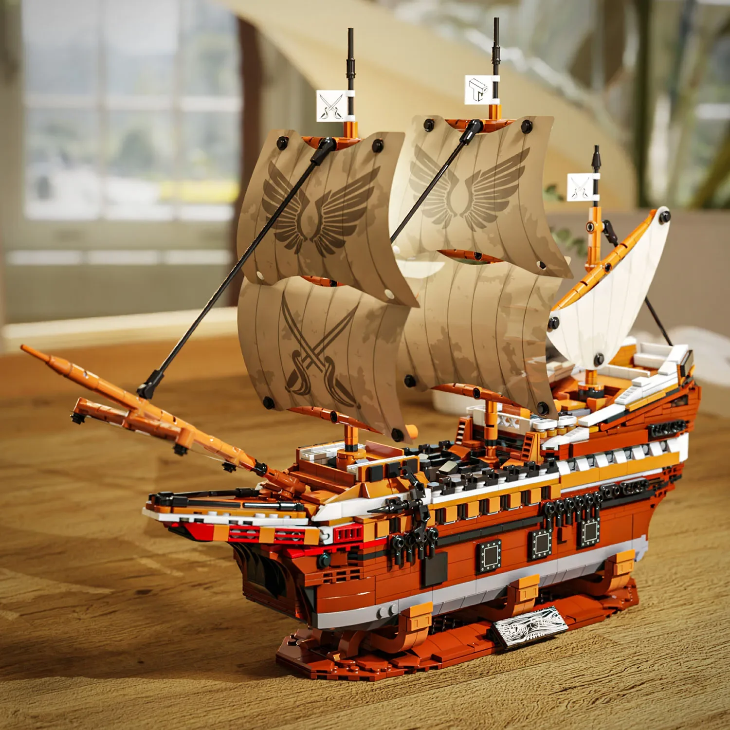

2076PCS Retro Pirate Ship Building Blocks Toys Model Boat Assemble Puzzle Bricks Toy Sets For Kid Desktop Ornament Gifts