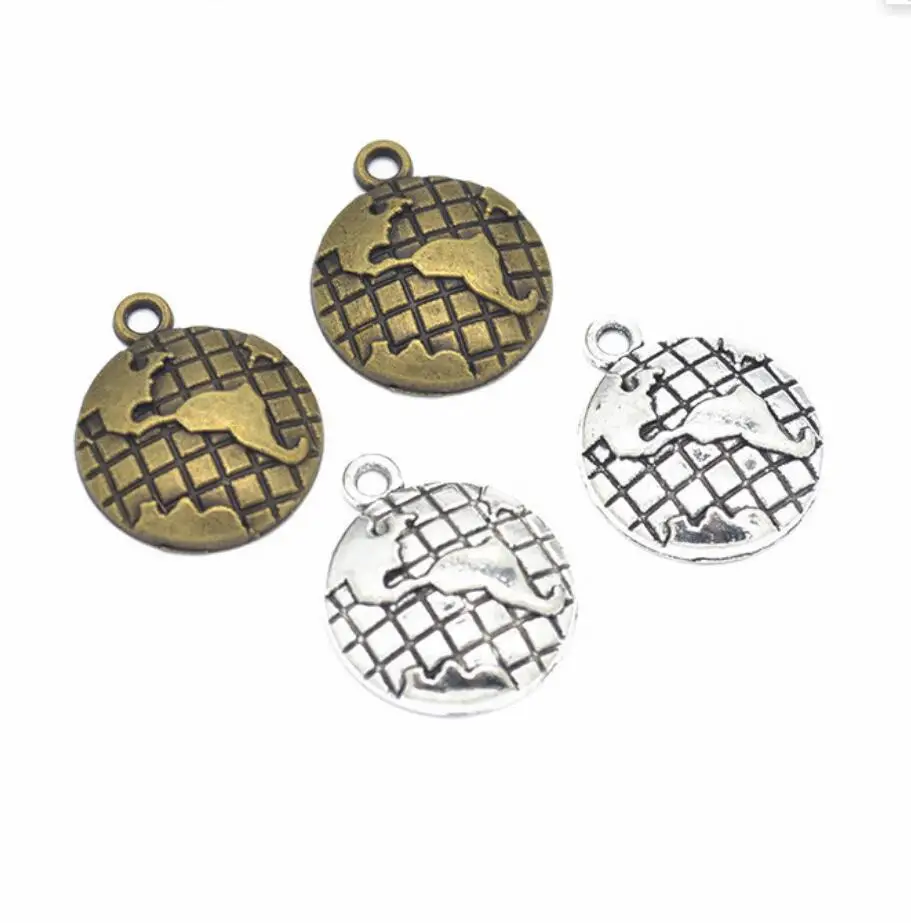 40pcs 24x20mm Nice World Map Charms Metal Globe Pendant Keychain Pendientes Crafting Jewelry Supplies F0236