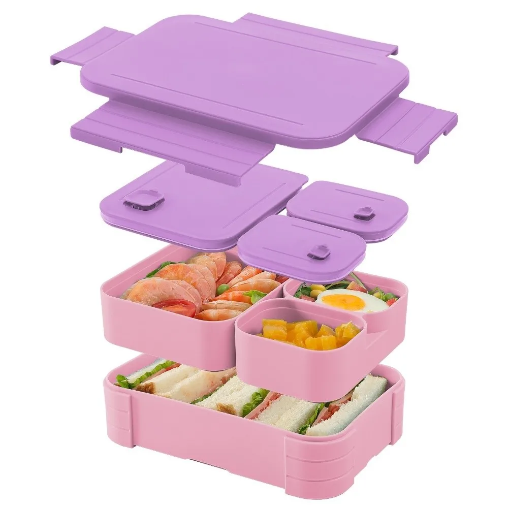 Leakproof Design Microwave Heatable Lunch Box Sealed Portable Travel Food Container with Fork Spoon Fruit Salad Box Camping