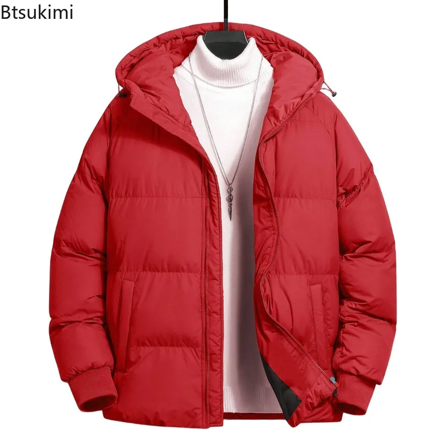 Men's Winter Coat Casual Sport Jacket Cotton Thickened Hooded Jacket Casual Sport Loose Solid Hooded Autumn Winter Warm Jackets