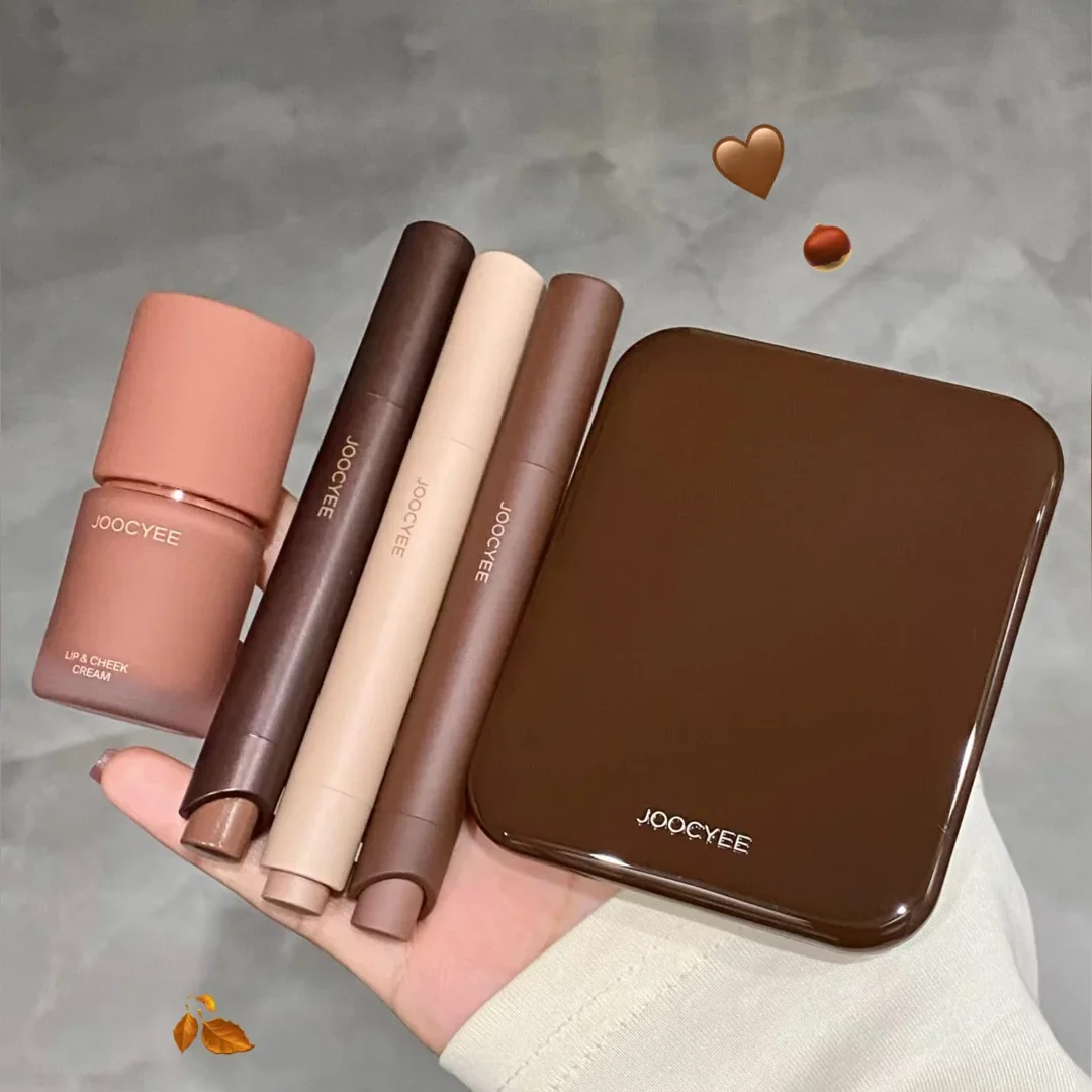 Joocyee Autumn Collection Multi-Use Cream, Long-Lasting Matte Lipstick, Lip Gloss, Inspiration Palette, Mocha Brown