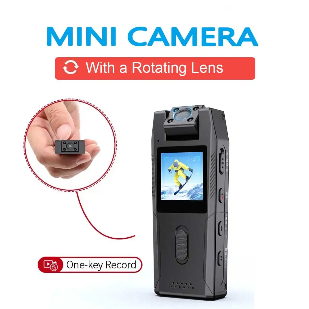 1080P HD Mini Camera Pen Portable Recorder Outdoor Sports Photography Camera with Night Vision 180° Rotating Support Hidden Card