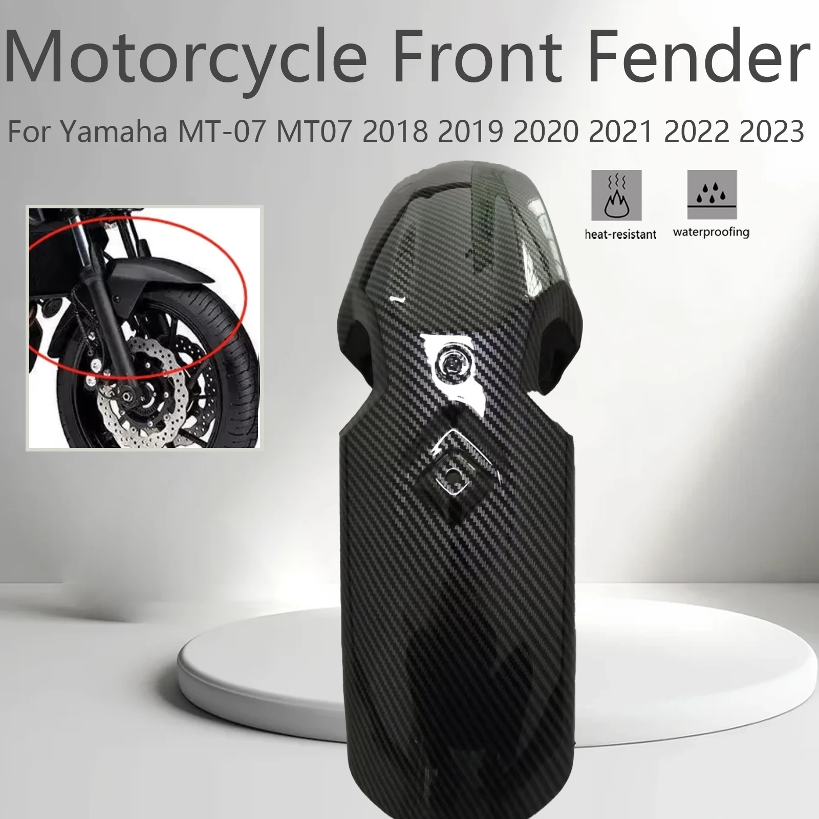 

For Yamaha MT-07 MT07 2018 2019 2020 2021 2022 2023 Motorcycle Front Wheel Fender Mudguard Mudflap Splash Mud Guard Cover Fit