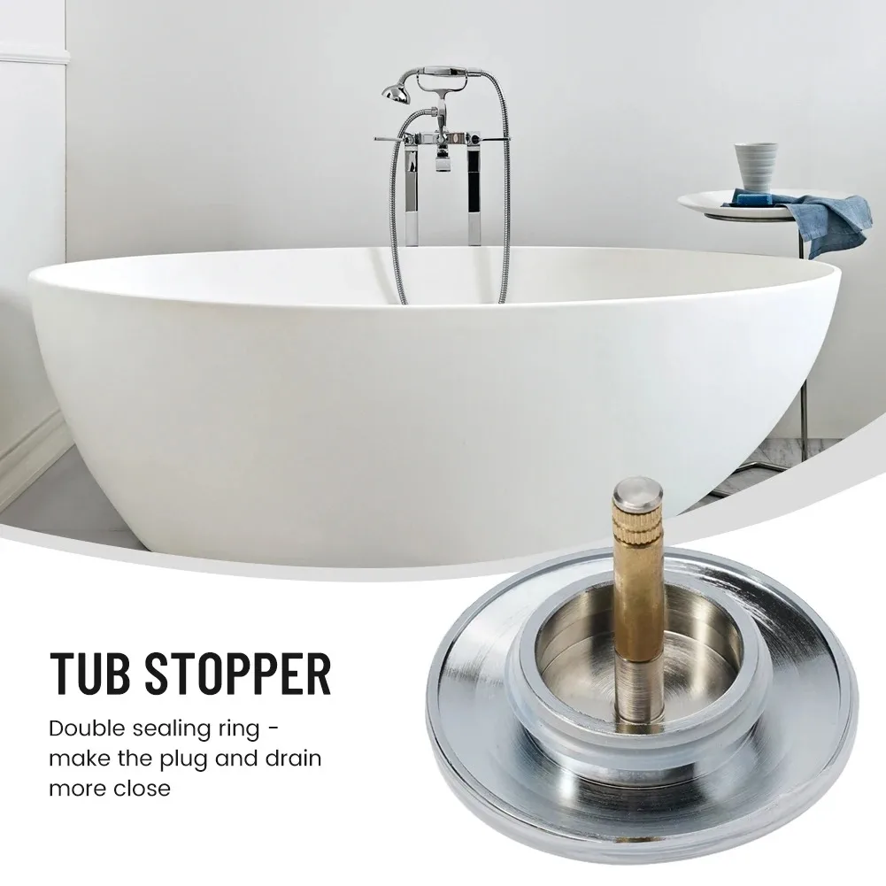 70mm Bathtub Plug Drain Stopper Bath Pop Up Waste Kitchen Bathroom Plug Adjustable Replacement Tub Drain Strainer Accessories