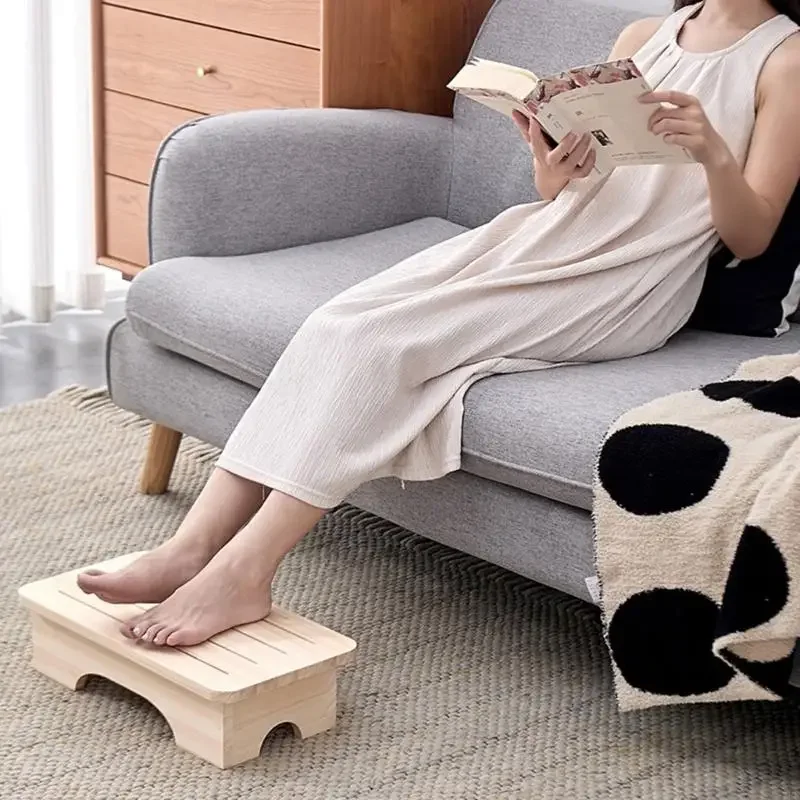 Wooden Stool Stable Footrest Solution Storage Friendly Design Foot Rest Under Desk Perfect For Compact Rooms