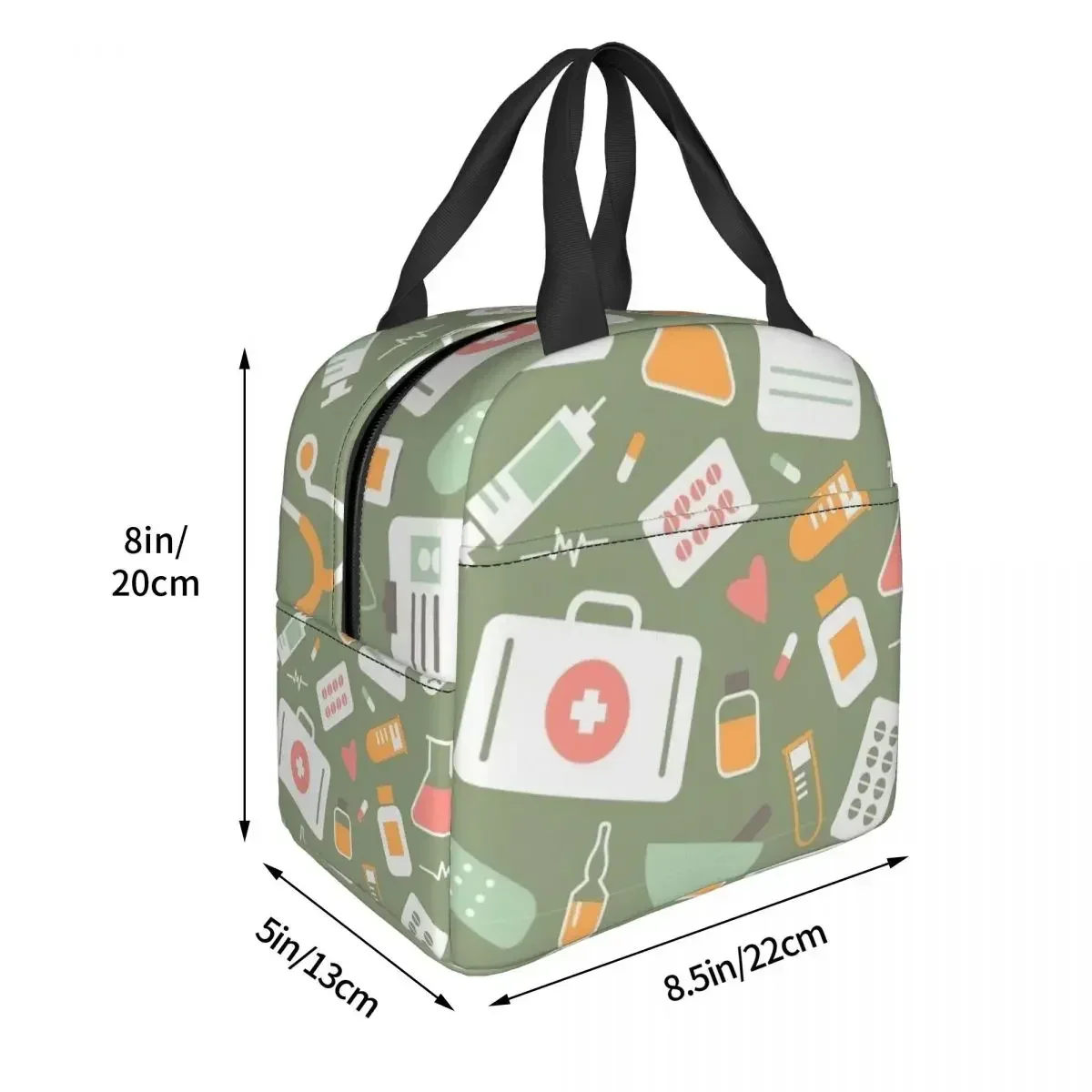 Nurse Healthcare Nursing Pattern Insulated Lunch Bags Large Reusable Cooler Bag Tote Lunch Box Beach Outdoor Men Women