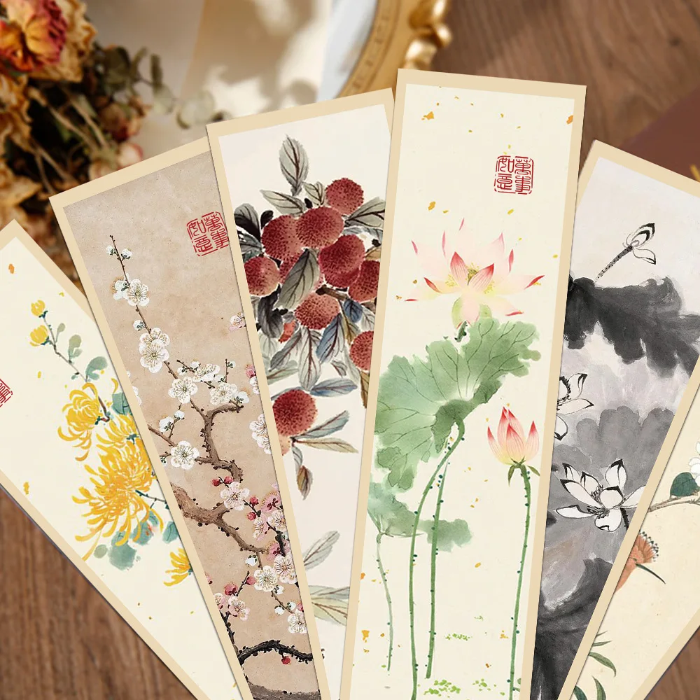 30Pcs Reading Reward Chinese Style Bookmarks For Gifts Scripture Stationery Office Supplies Ink Painting Style Bookmark﻿